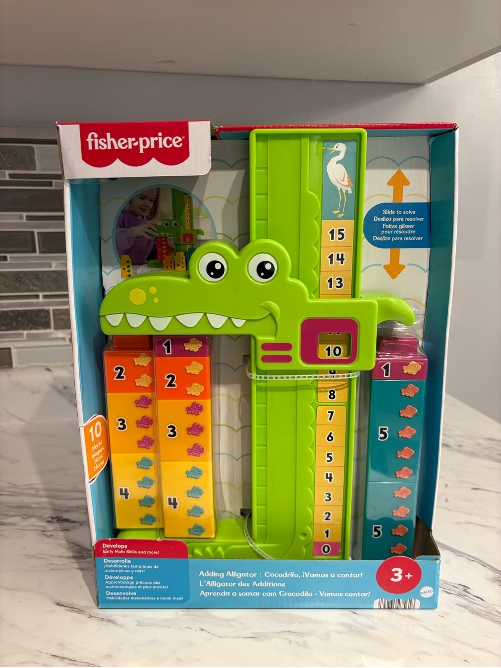 New Fisher Price Adding Alligator Preschool Educational Toy with Stacking Blocks